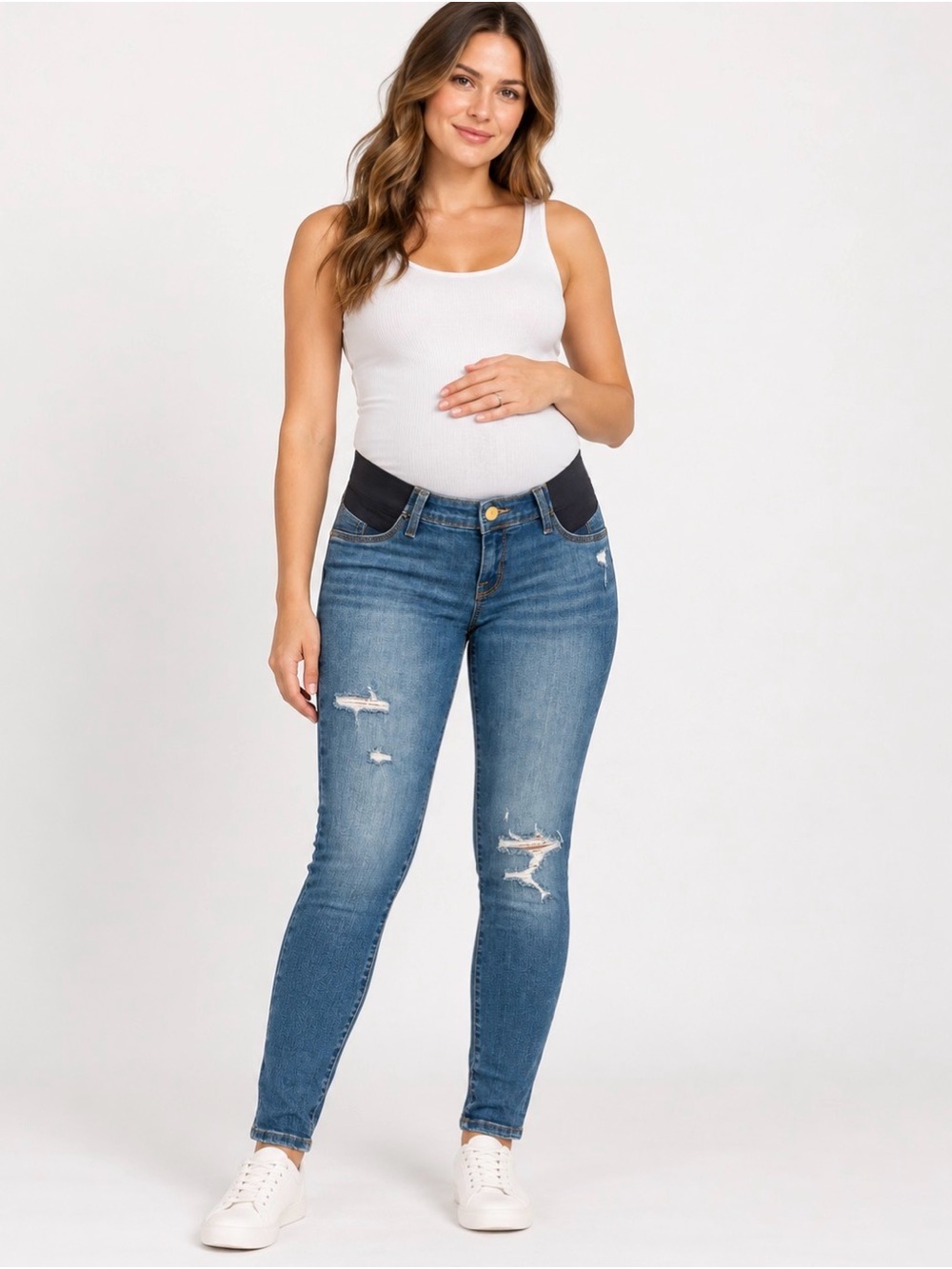 Maternity Distressed Skinny Jeans in Blue